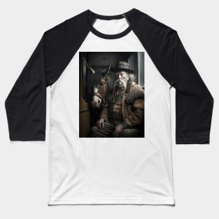 An Old Man and His Horse on a Train Baseball T-Shirt